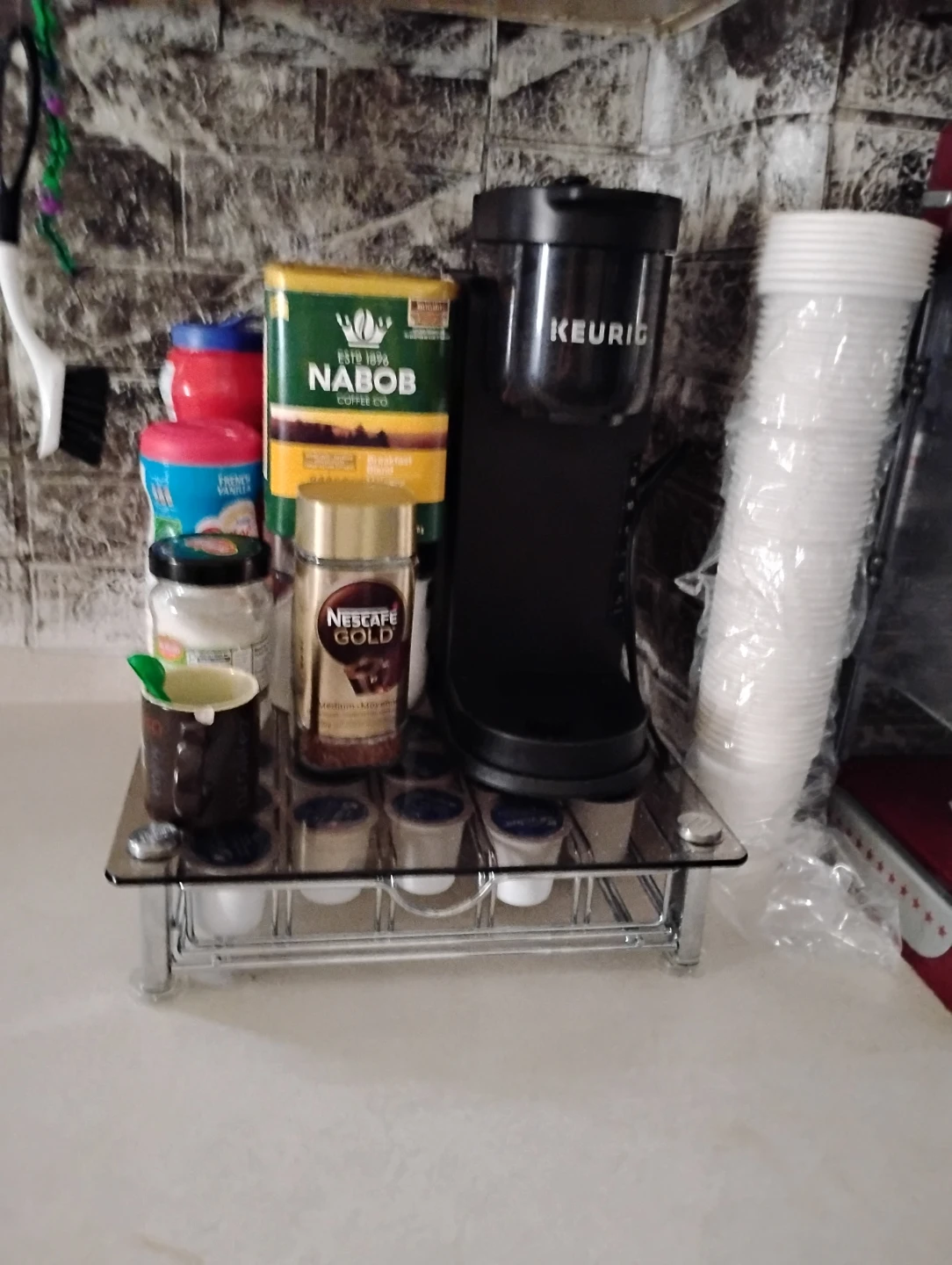 Keurig Coffee Maker with Pod Storage Stand