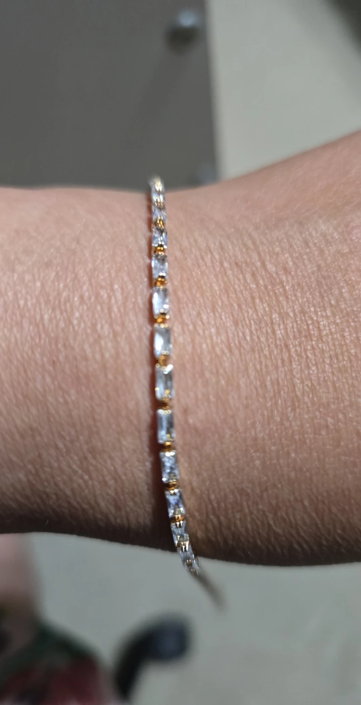 Gold-tone crystal baguette bracelet - photo 3