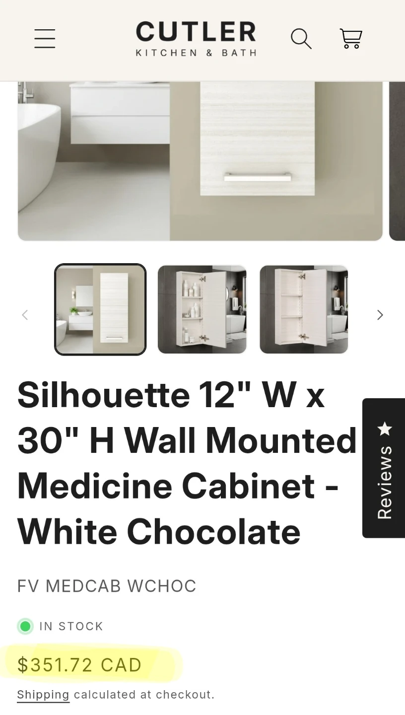 [New in Box] Cutler Silhouette 12 in Medicine Cabinet - photo 3