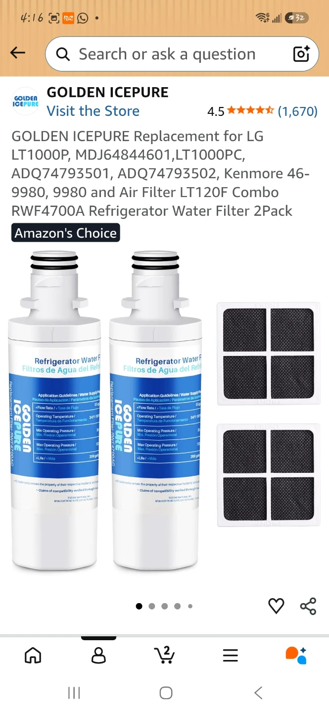 Icepure Replacement Refrigerator Water Filters
