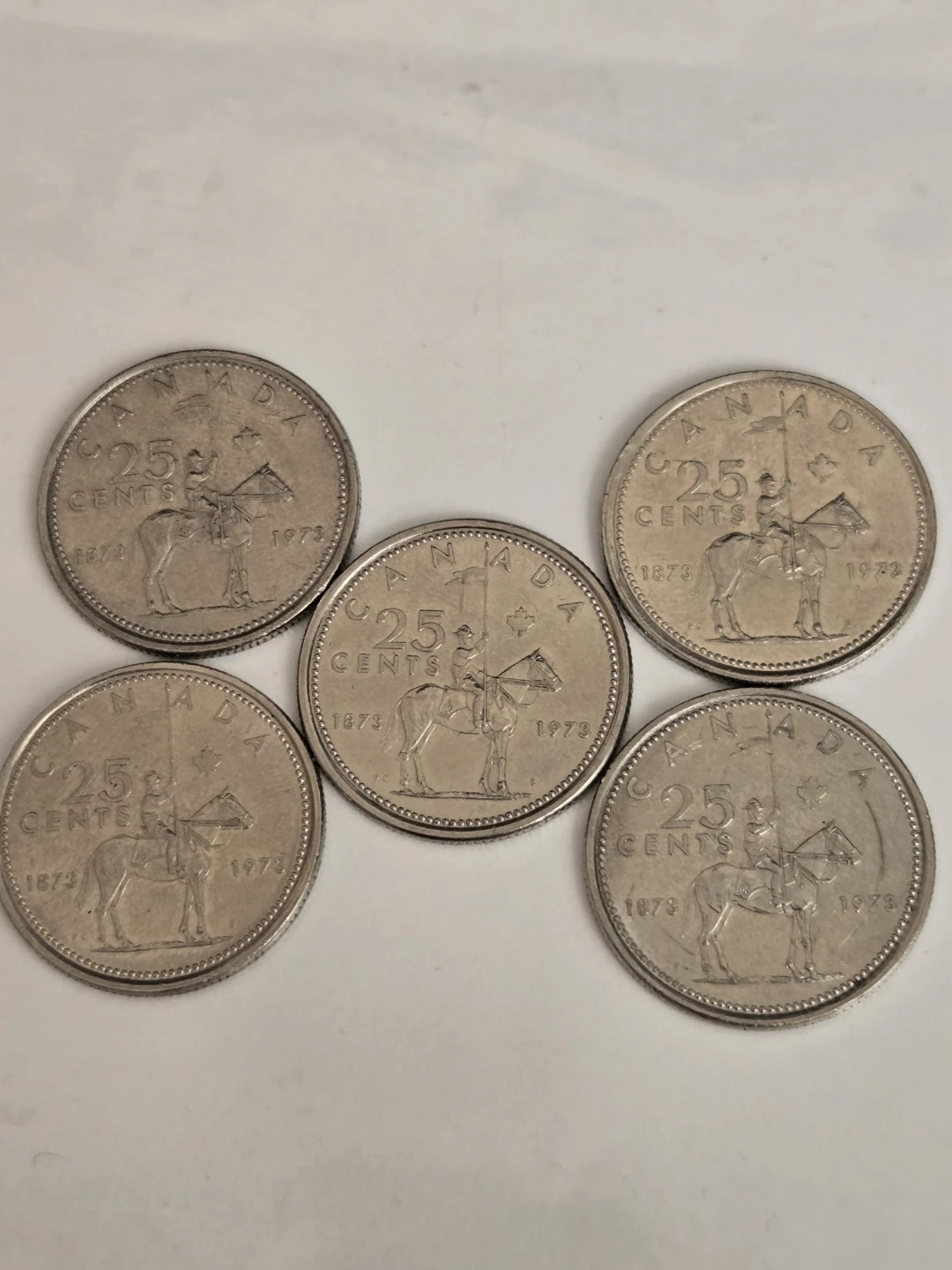 Set of 5 1973 RCMP Centennial 25-Cent Coins