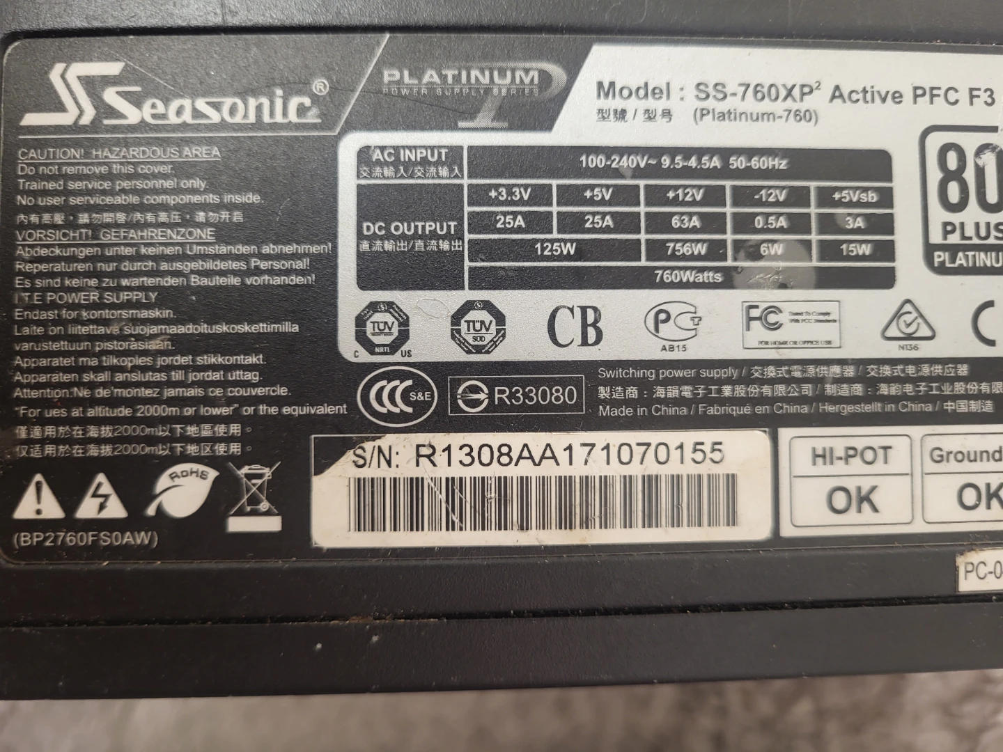 Seasonic Platinum-760 Power Supply