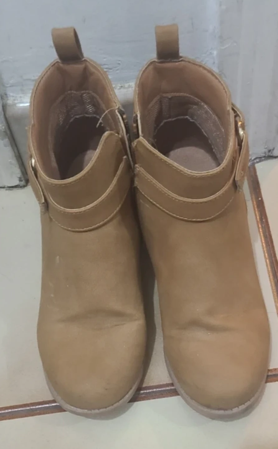 Girls Tan Faux Suede Ankle Boots size 3