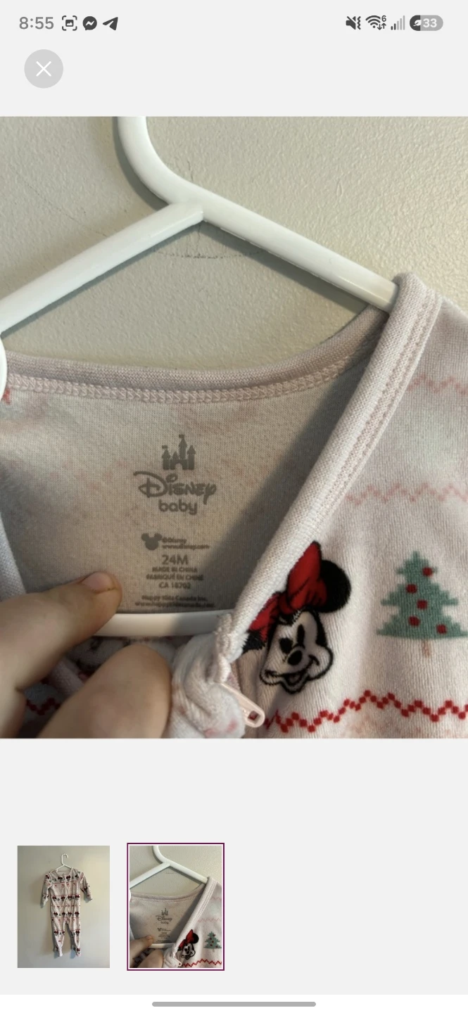 Disney Baby Minnie Mouse Christmas Footed Pajamas - photo 2