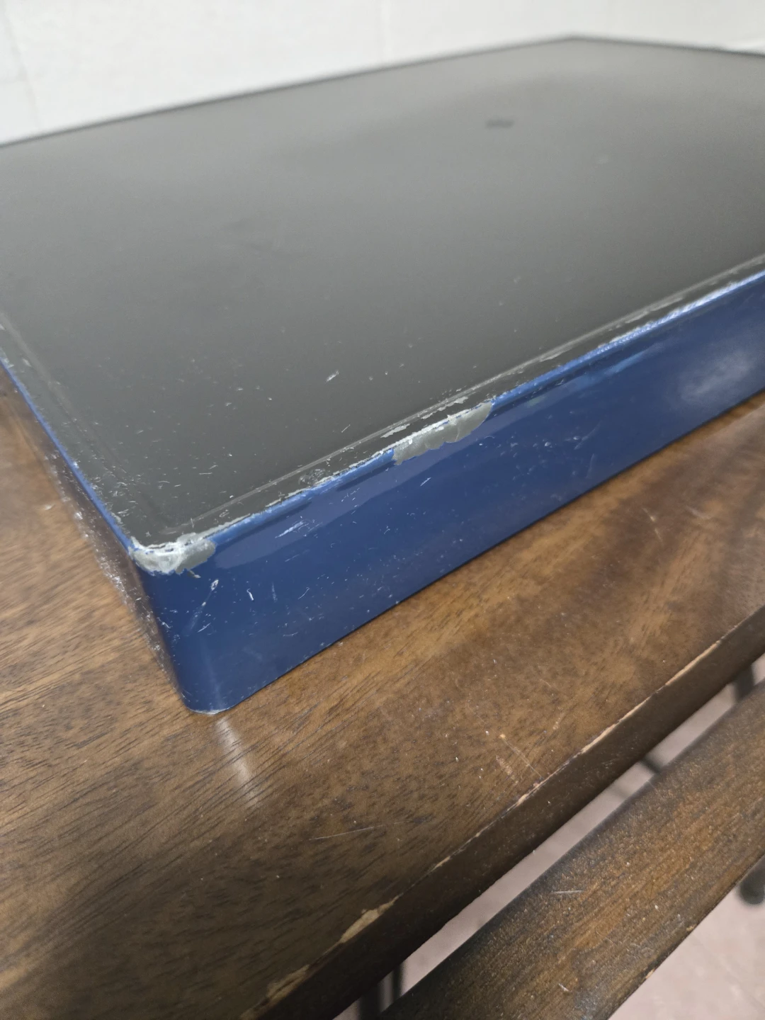Large Navy Blue Wood Ottoman Serving Tray - photo 4