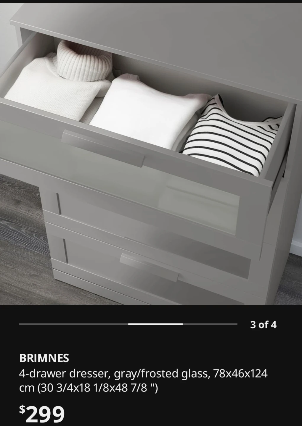 IKEA Brimnes 4-Drawer Dresser Gray - photo 4