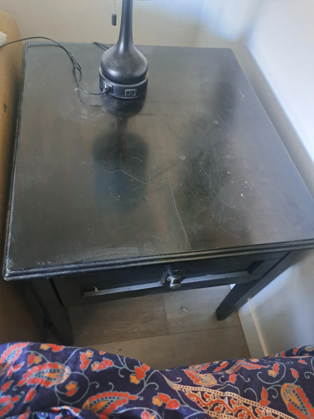 Black Wooden Nightstand