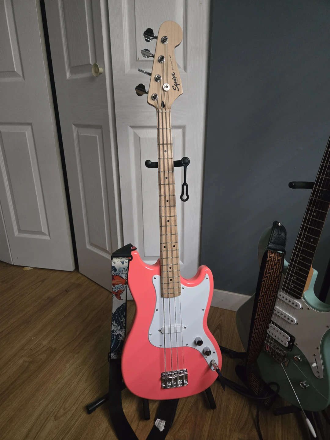 Squier Bronco Bass limited addition coral color