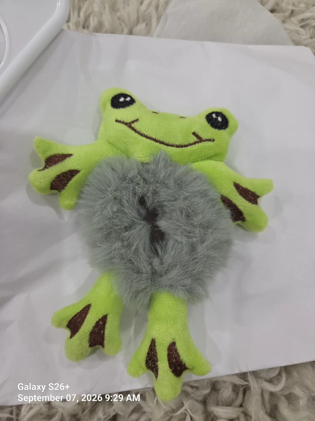 Frog Fuzzy Hair Scrunchie