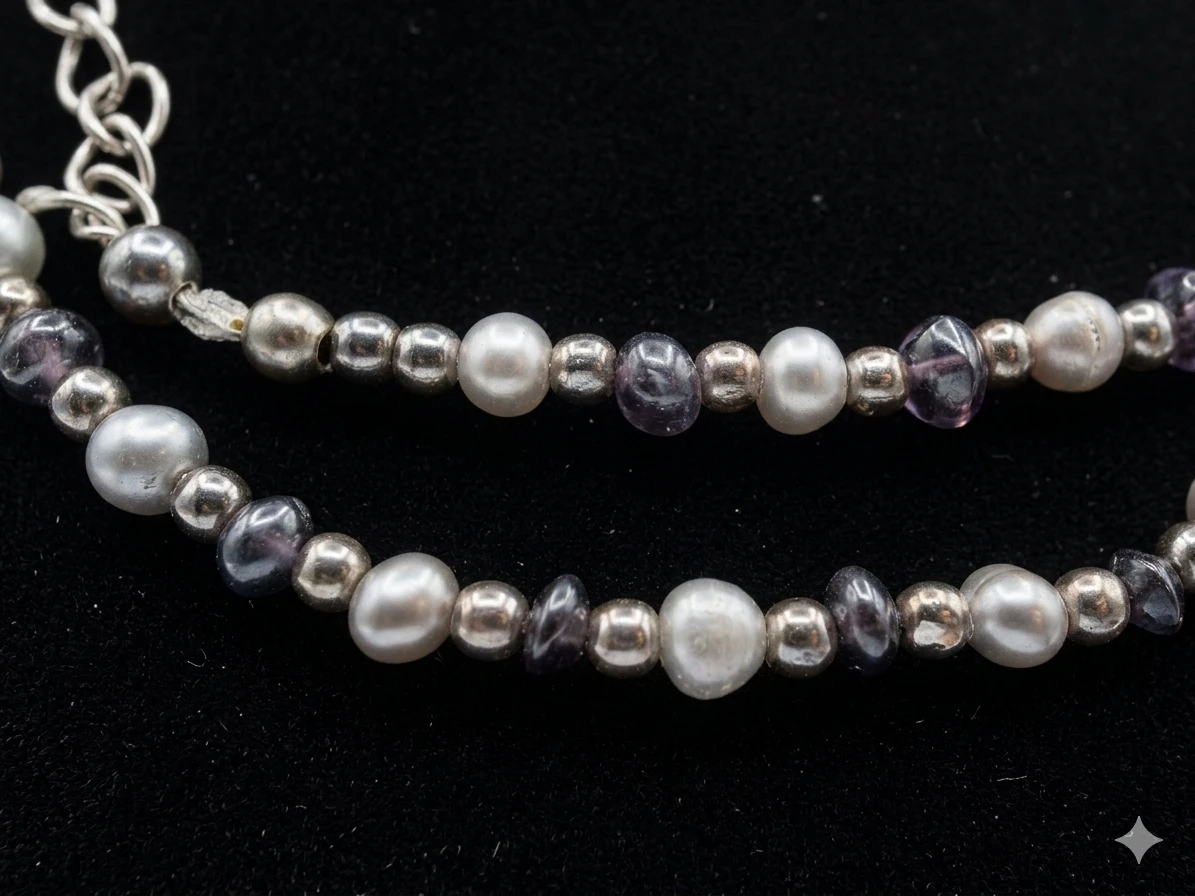 Sterling Silver Pearl and Amethyst Necklace - photo 2