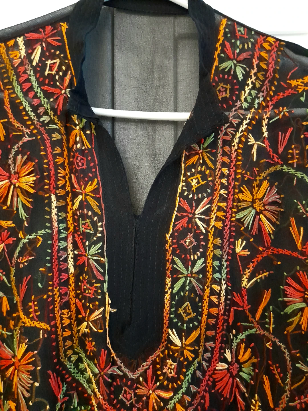 Black Embroidered Tunic Top