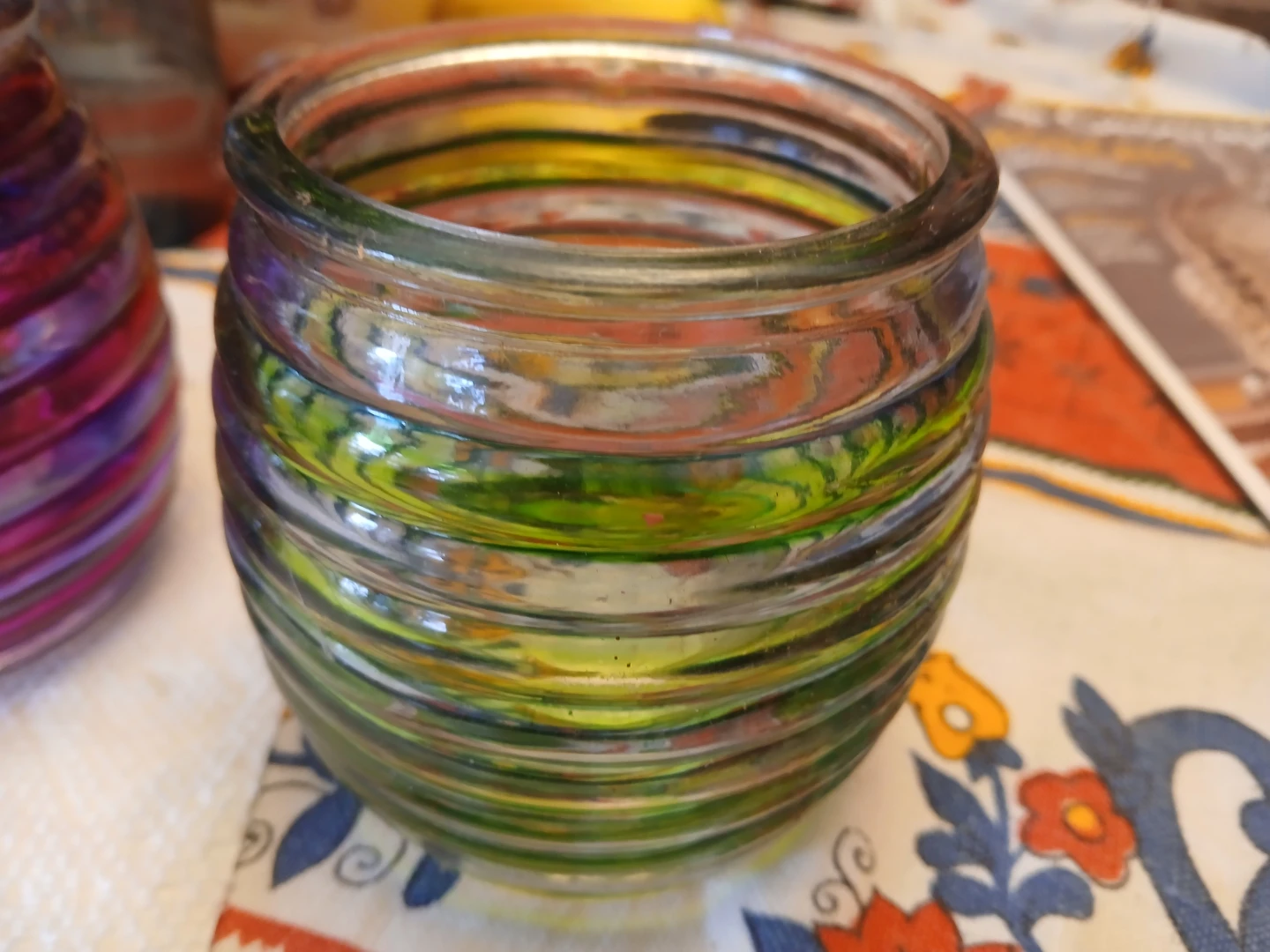 Set of Two Ribbed Glass Votive Holders - photo 2