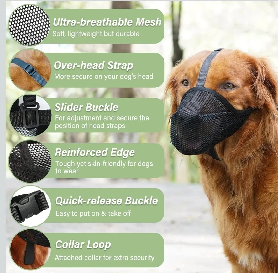 Soft Mesh Dog Muzzle, Black, Size XS - photo 2