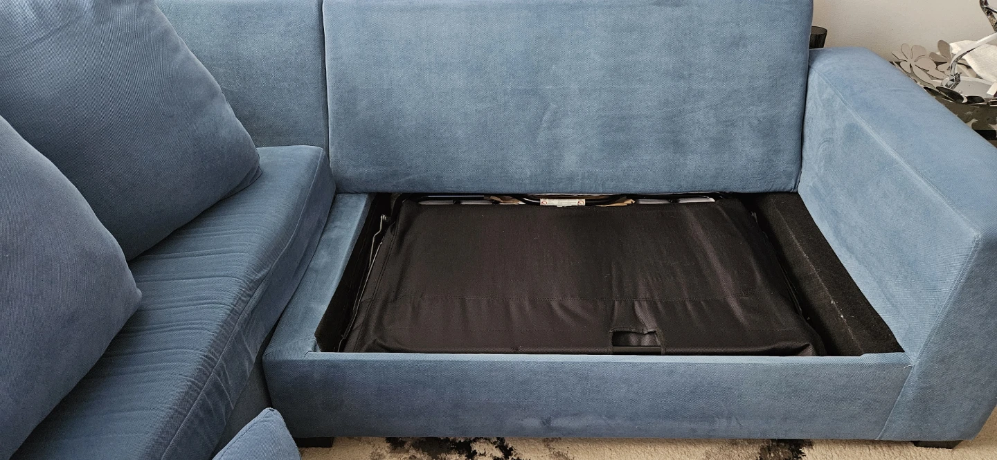 Blue Fabric Sectional Sleeper Sofa - photo 2