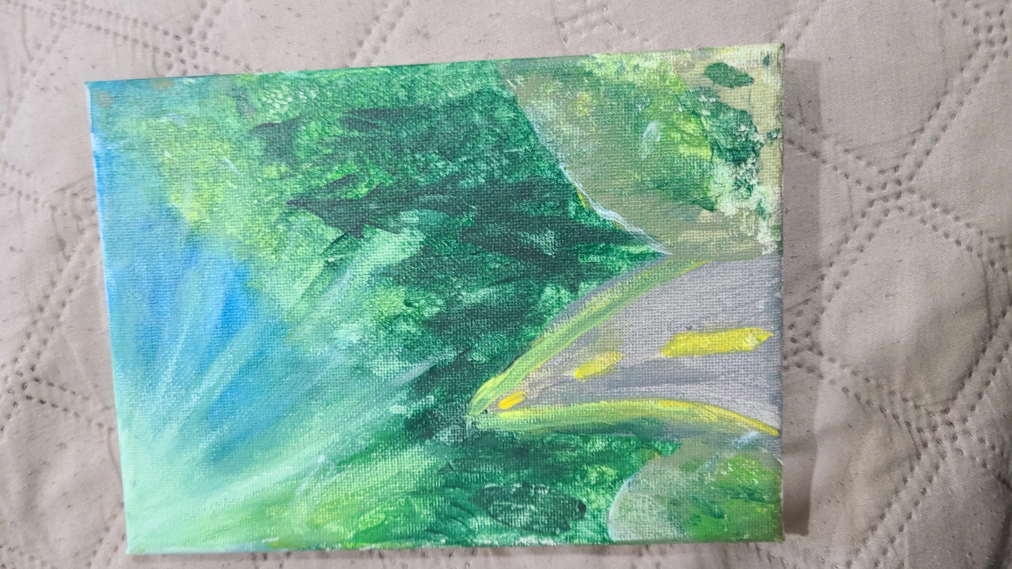 Abstract Green Painted Canvas