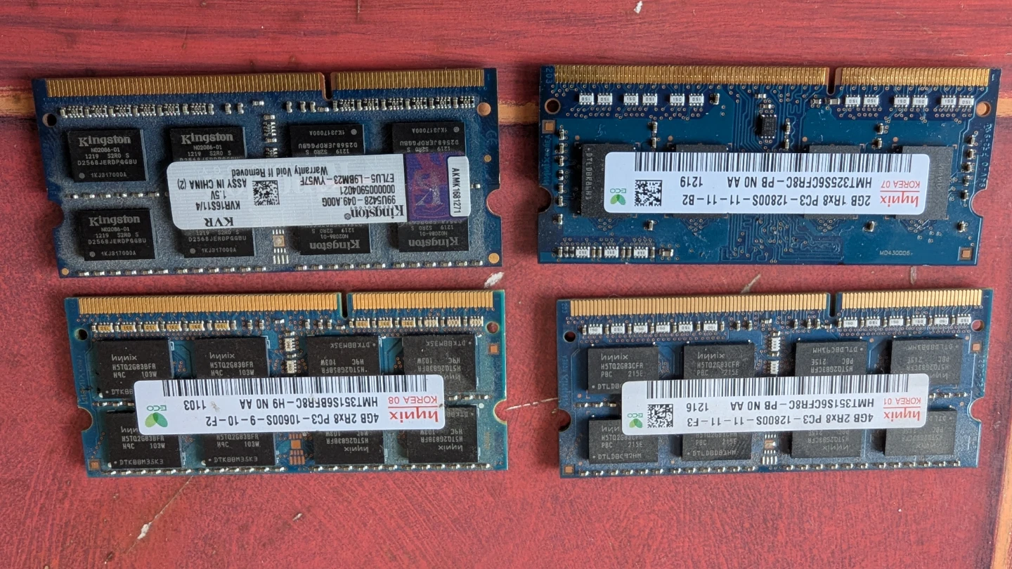 Assorted Laptop RAM Modules Kingston and Hynix