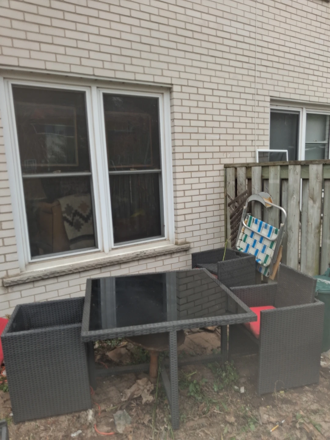 Wicker Patio Dining Set with Glass Top Table