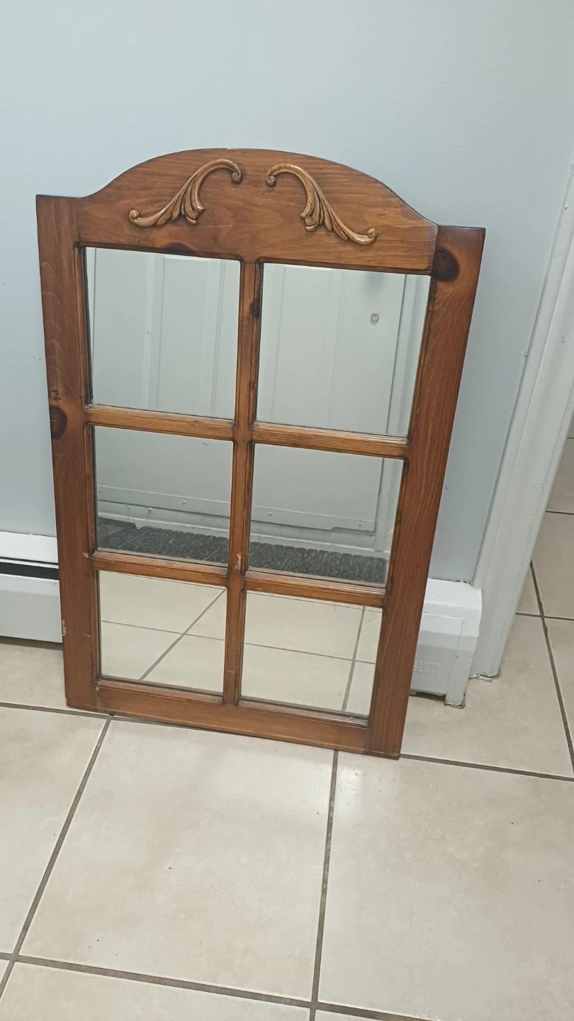 Wooden Window Pane Style Wall Mirror🏈 - photo 2