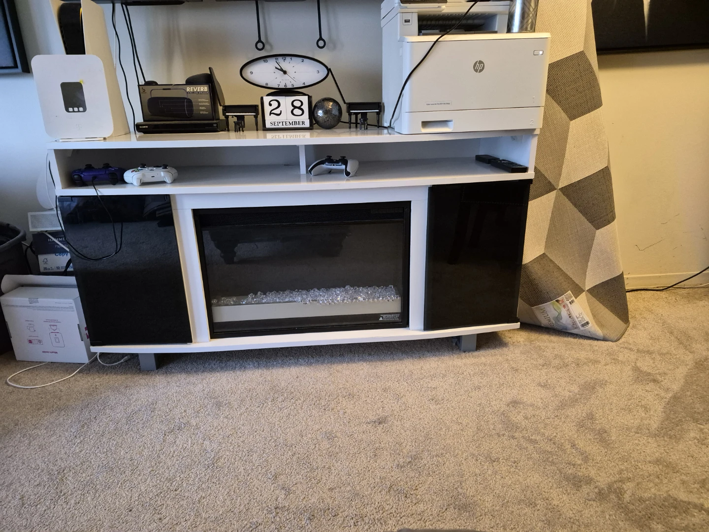 Modern Media Console Electric Fireplace