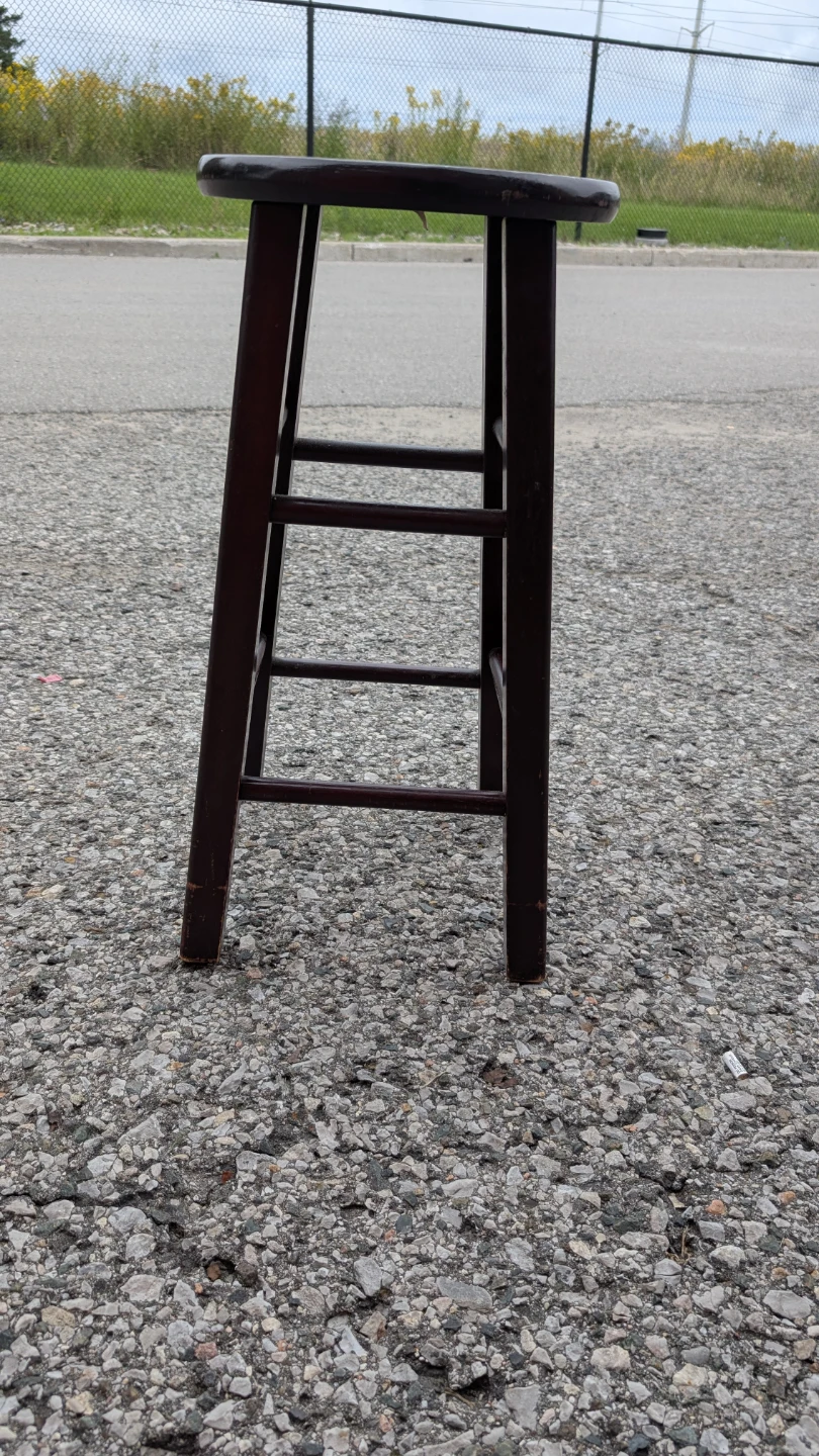 Dark Wood Round Stool - photo 3