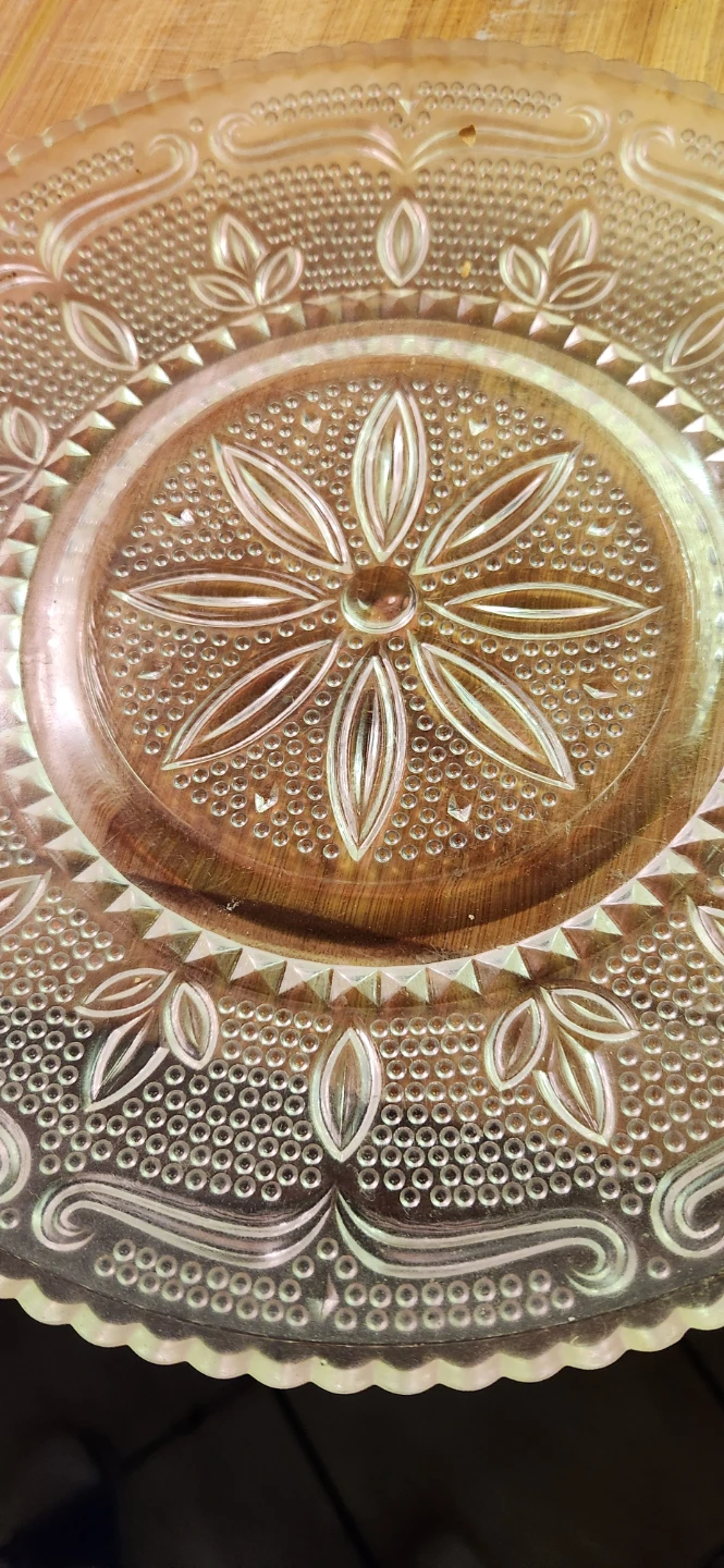 Vintage Clear Glass Serving Bowl with Floral Pattern - photo 2