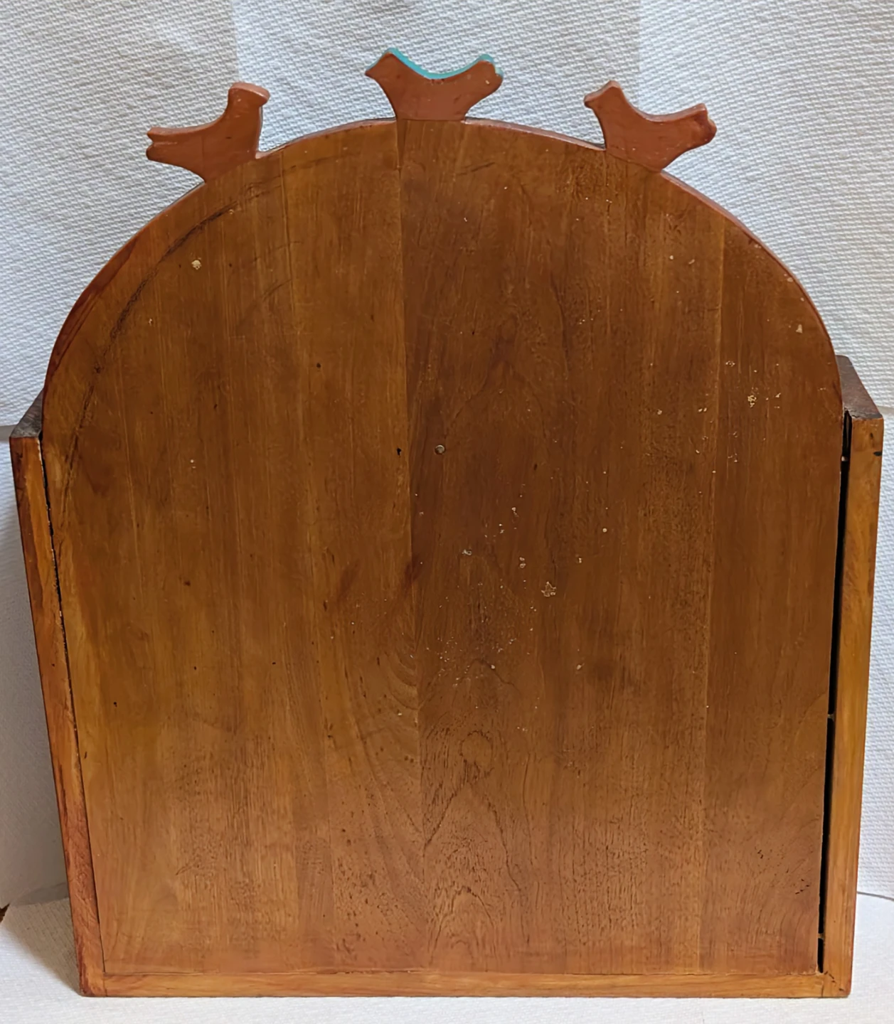 Vintage Hand-Painted Wooden Wall Shelf with Bird Details - photo 5