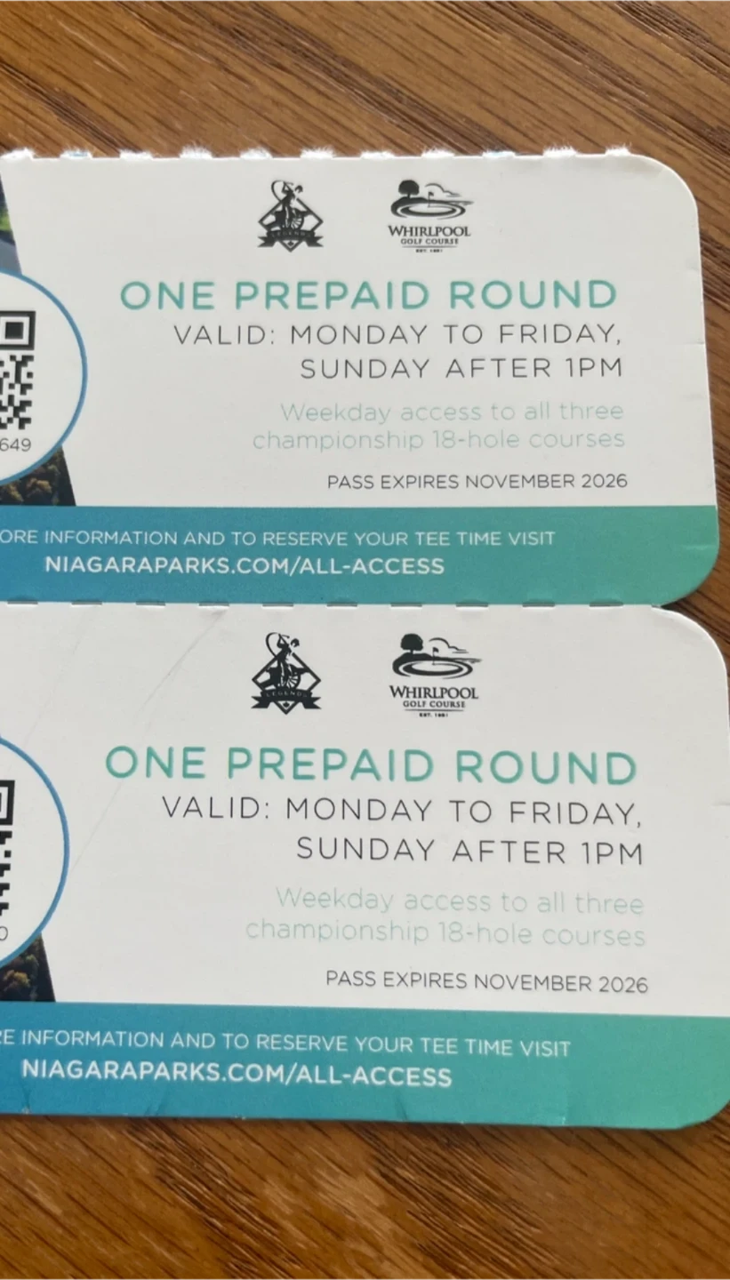 Niagara parks golf One Prepaid Round Pass