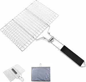 Folding BBQ Grilling Basket with Storage Bag