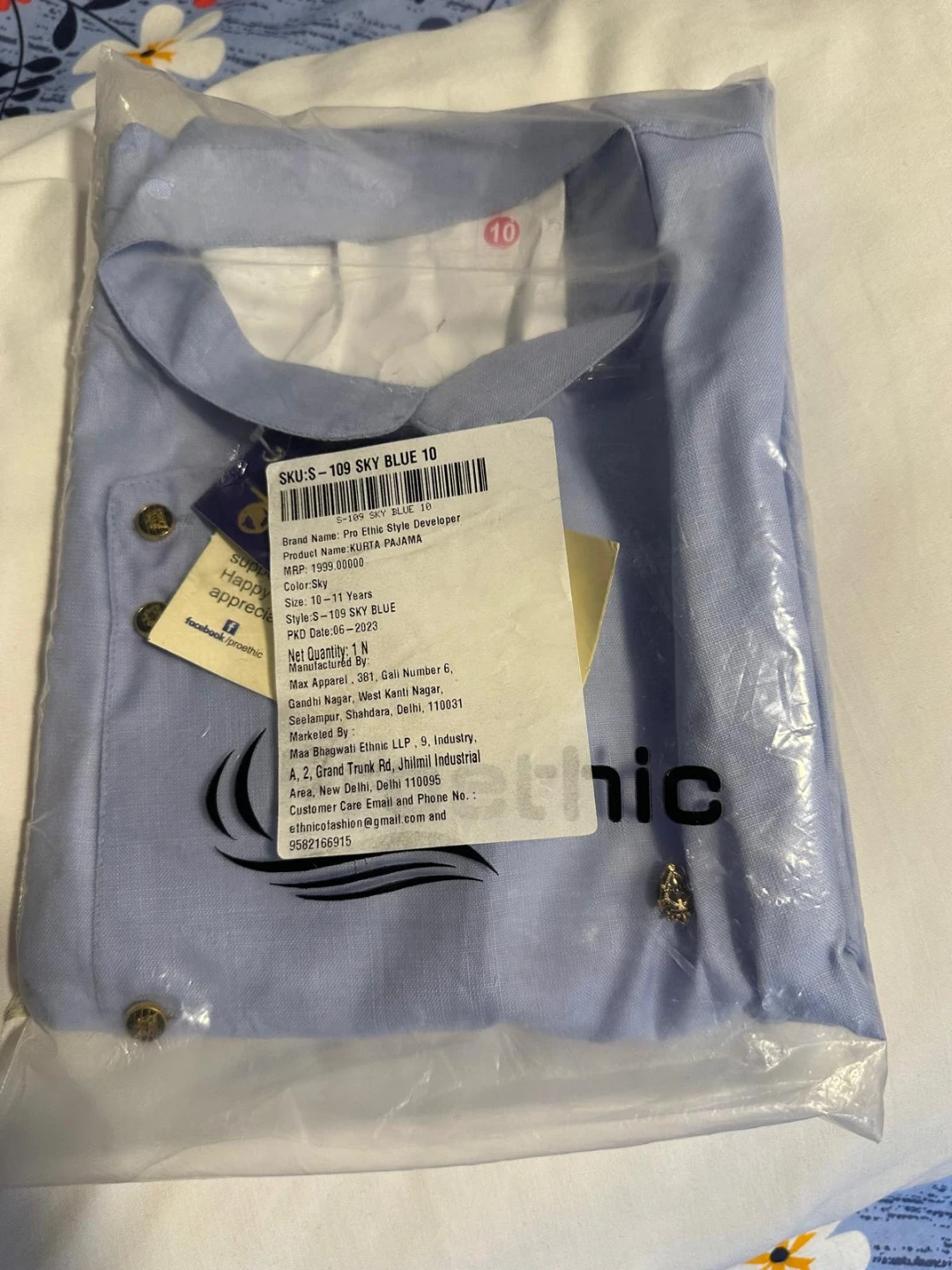 Pro-Ethic Sky Blue Kurta Pajama Set