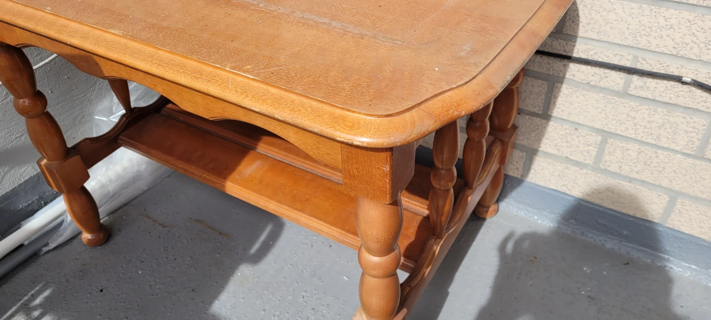 Wooden end table with lower shelf - photo 4