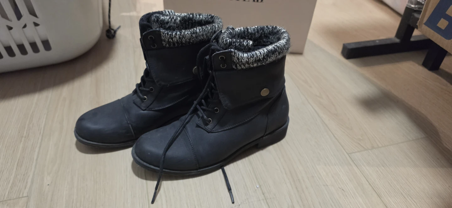 JUSTFAB Black Carissa Knit-Cuff Boots - USED - photo 2