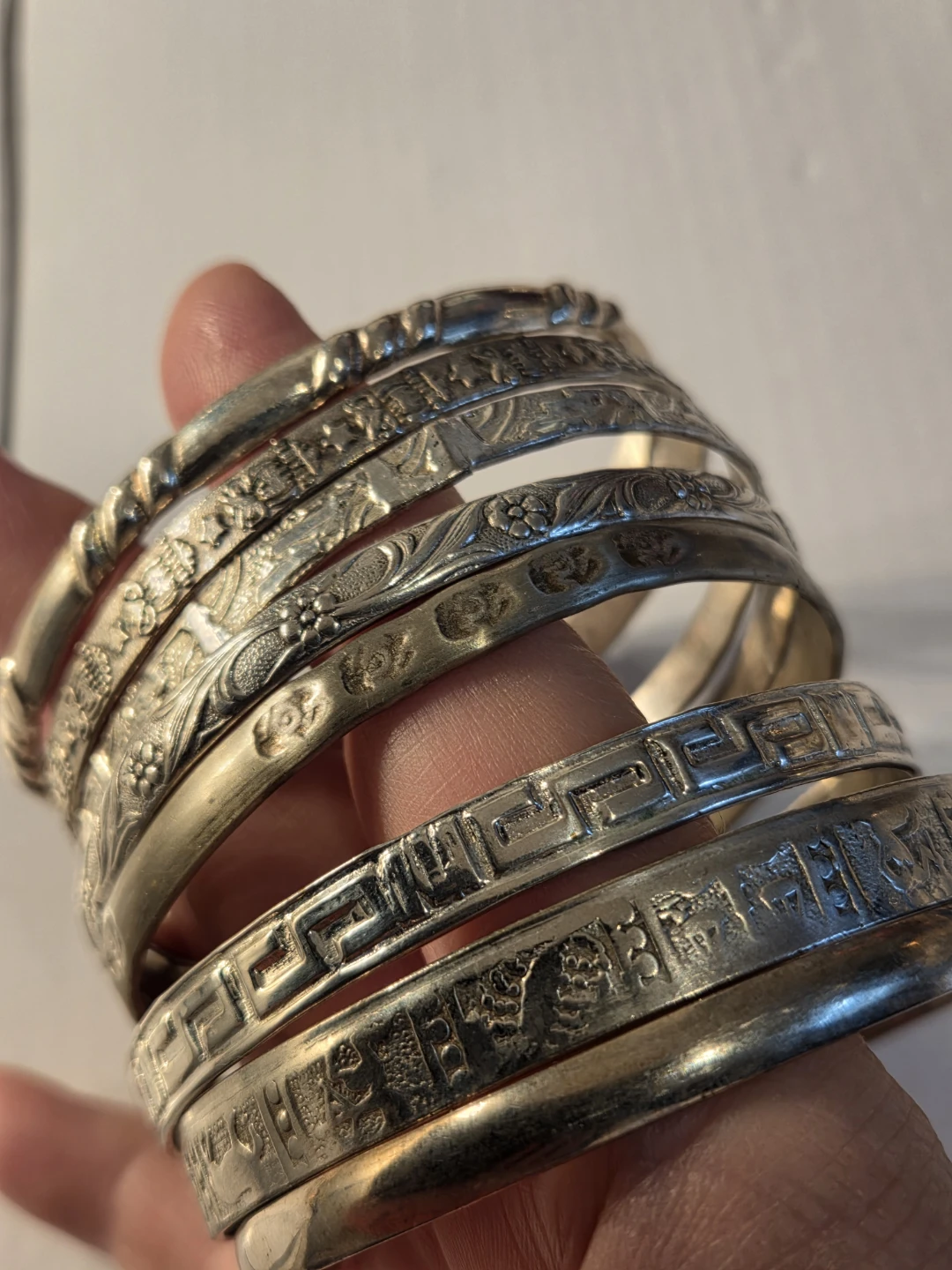 Silver filled  Bangle Bracelet Set - Silver Tone - photo 2