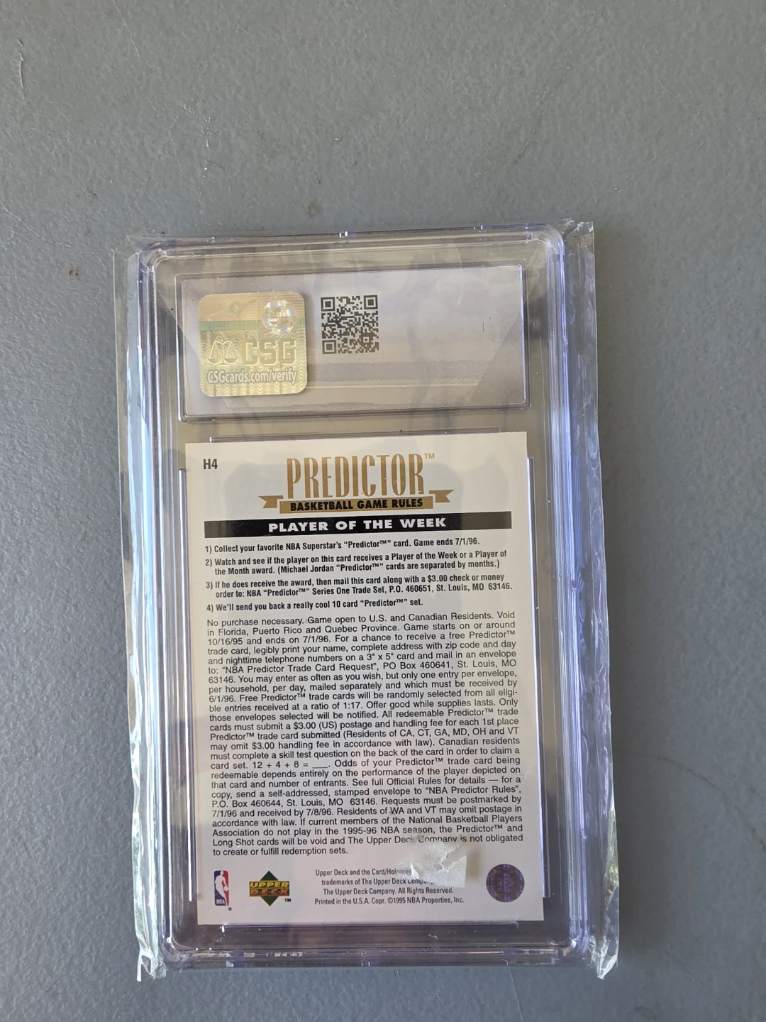 1995-96 Michael Jordan Upper Deck Predictor Card CSG 8.5 - photo 4