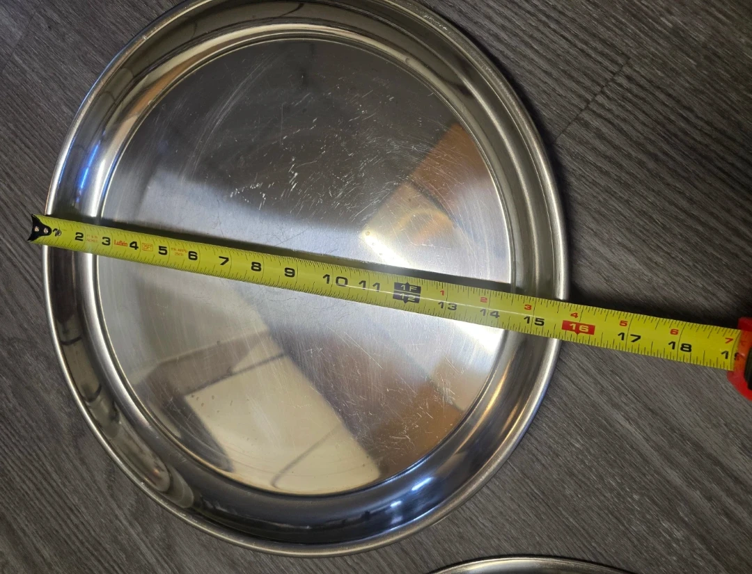 (3) Stainless Steel Round Serving Trays - photo 5
