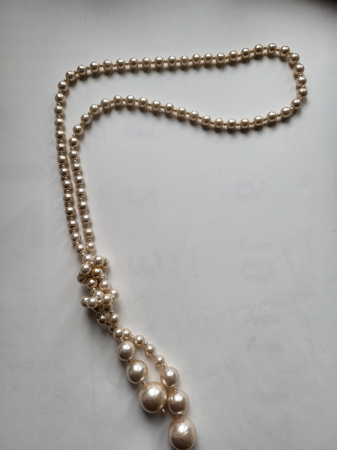 Cream Faux Pearl Beaded Necklace - photo 2