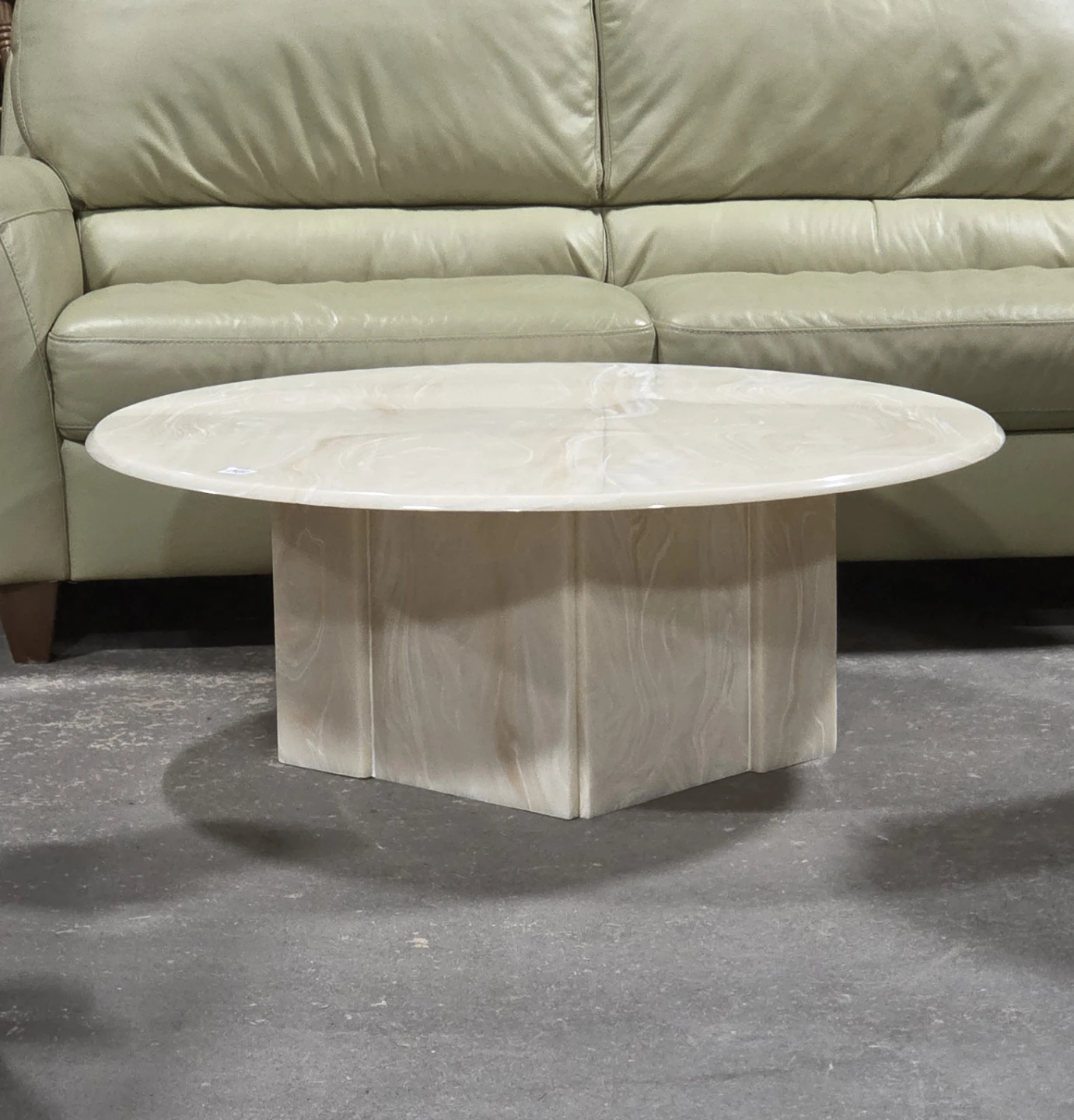 Vintage Round Cream Onyx Coffee Table