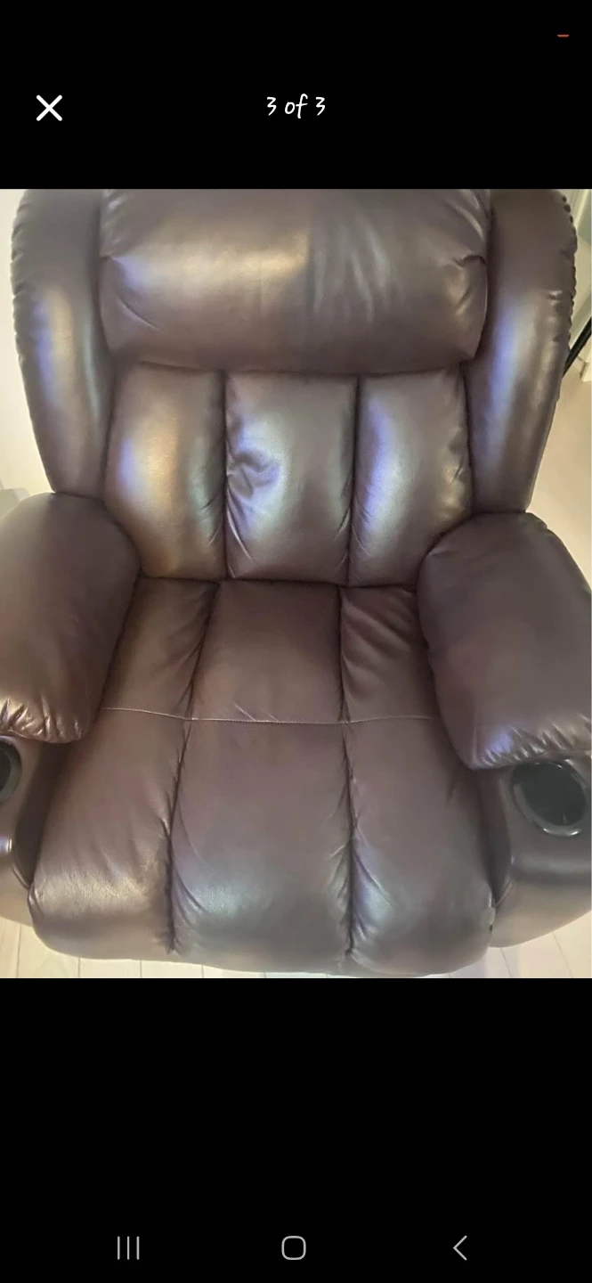 Moving Sale- Dark Brown Leather Recliner with massage - photo 4