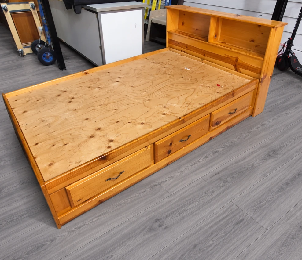 Solid Pine Twin Captains Bed with Storage
