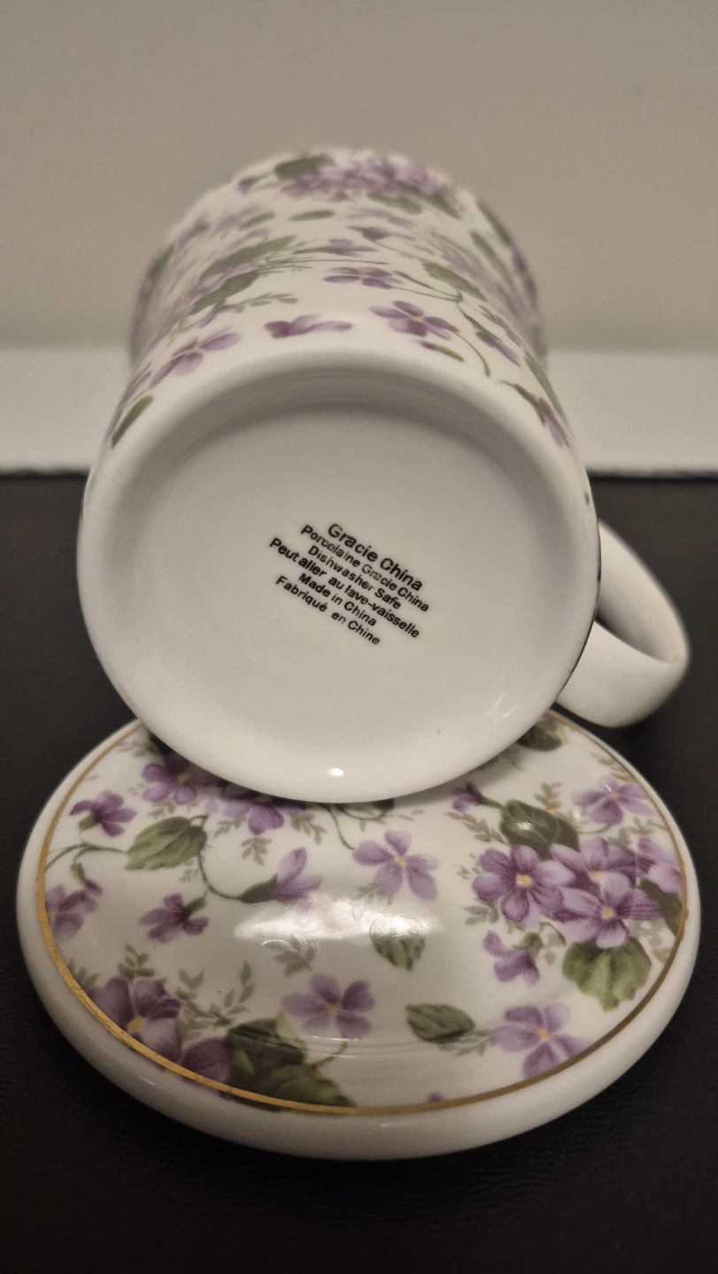 Gracie China Violet Mugs with Lids 🏈 - photo 3