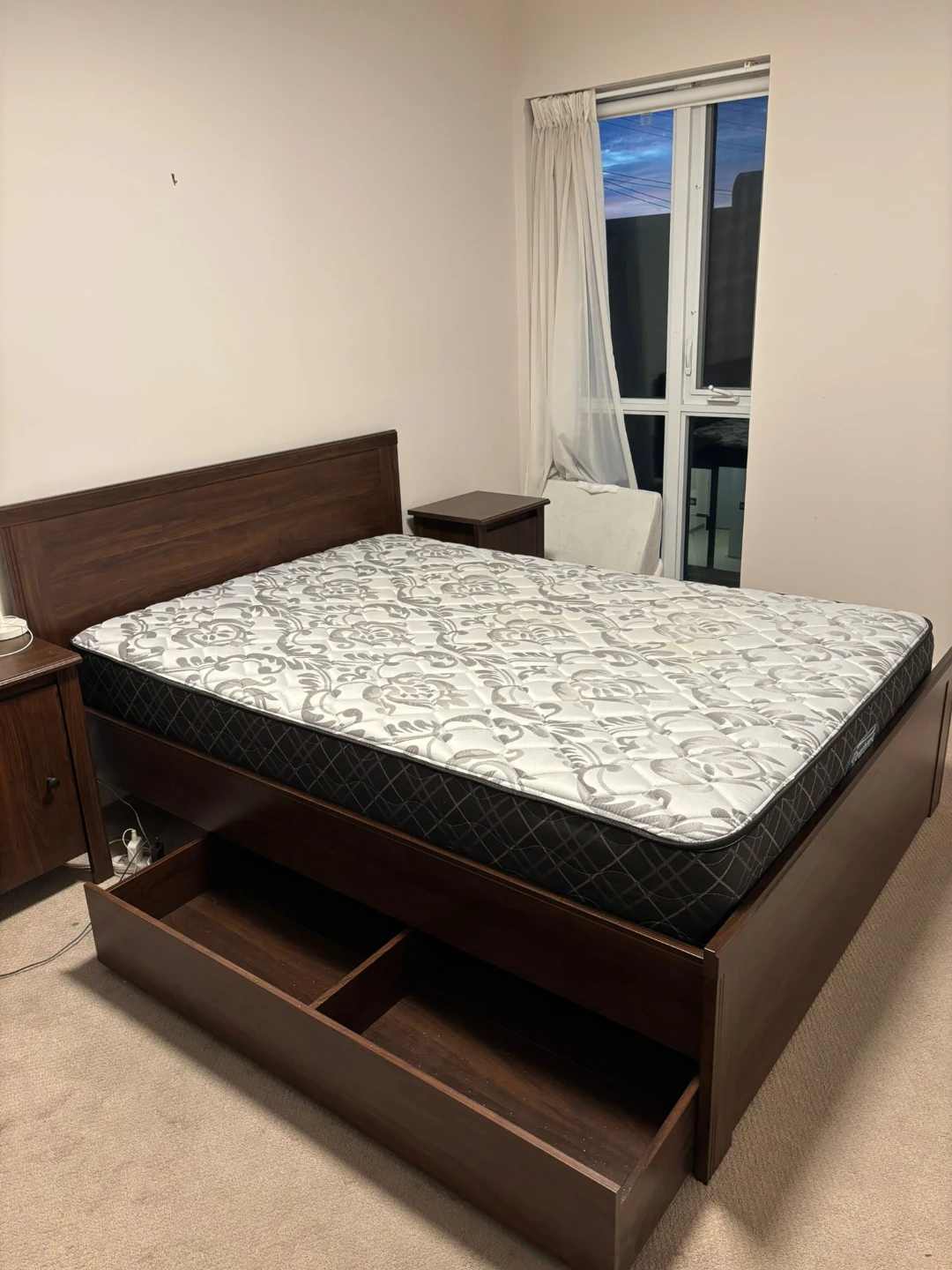 Dark Wood Bed Frame with Storage - photo 2