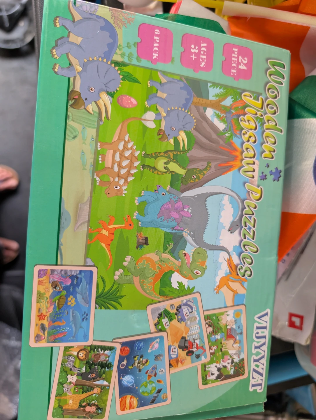 Set of 6 Wooden Jigsaw Puzzles for Kids