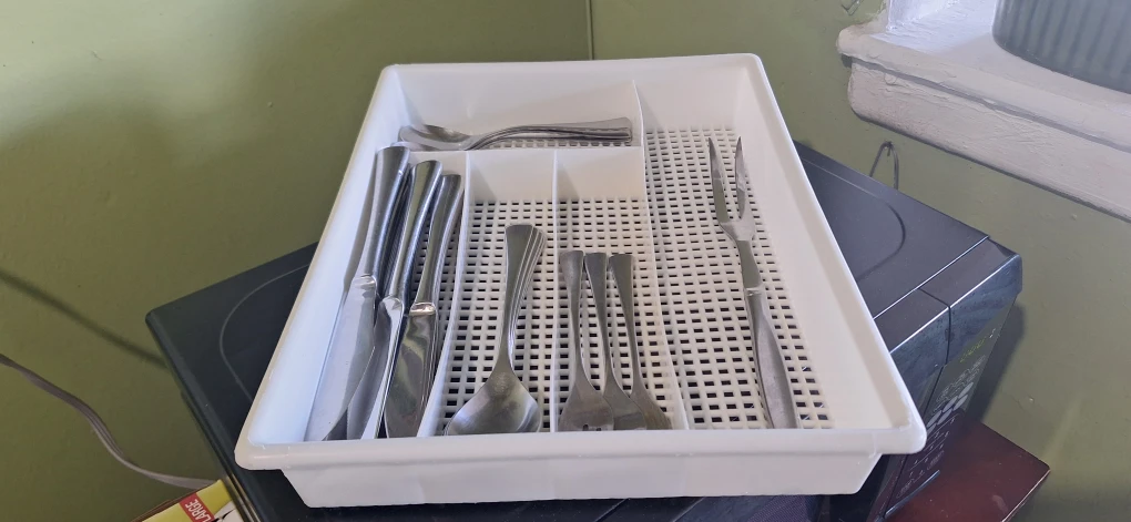 White Plastic Utensil Drawer Organizer