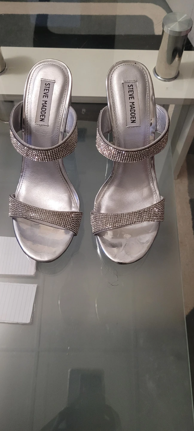 Steve Madden silver rhinestone heels