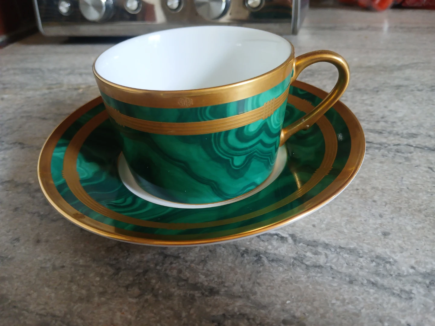 🏈   Christian Dior Gaudron Malachite Tea Cups and Saucers