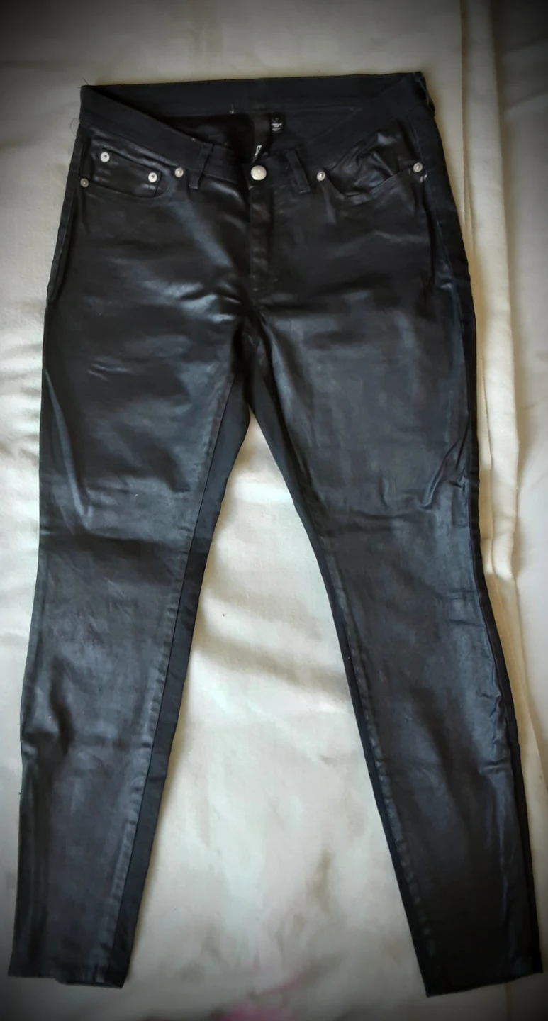 EDUN Black Coated Skinny Jeans