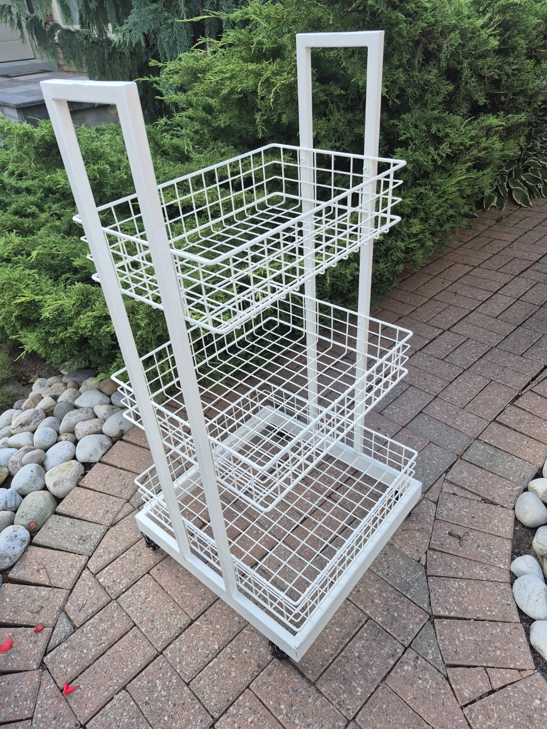 White 3-Tier Rolling Wire Storage Cart