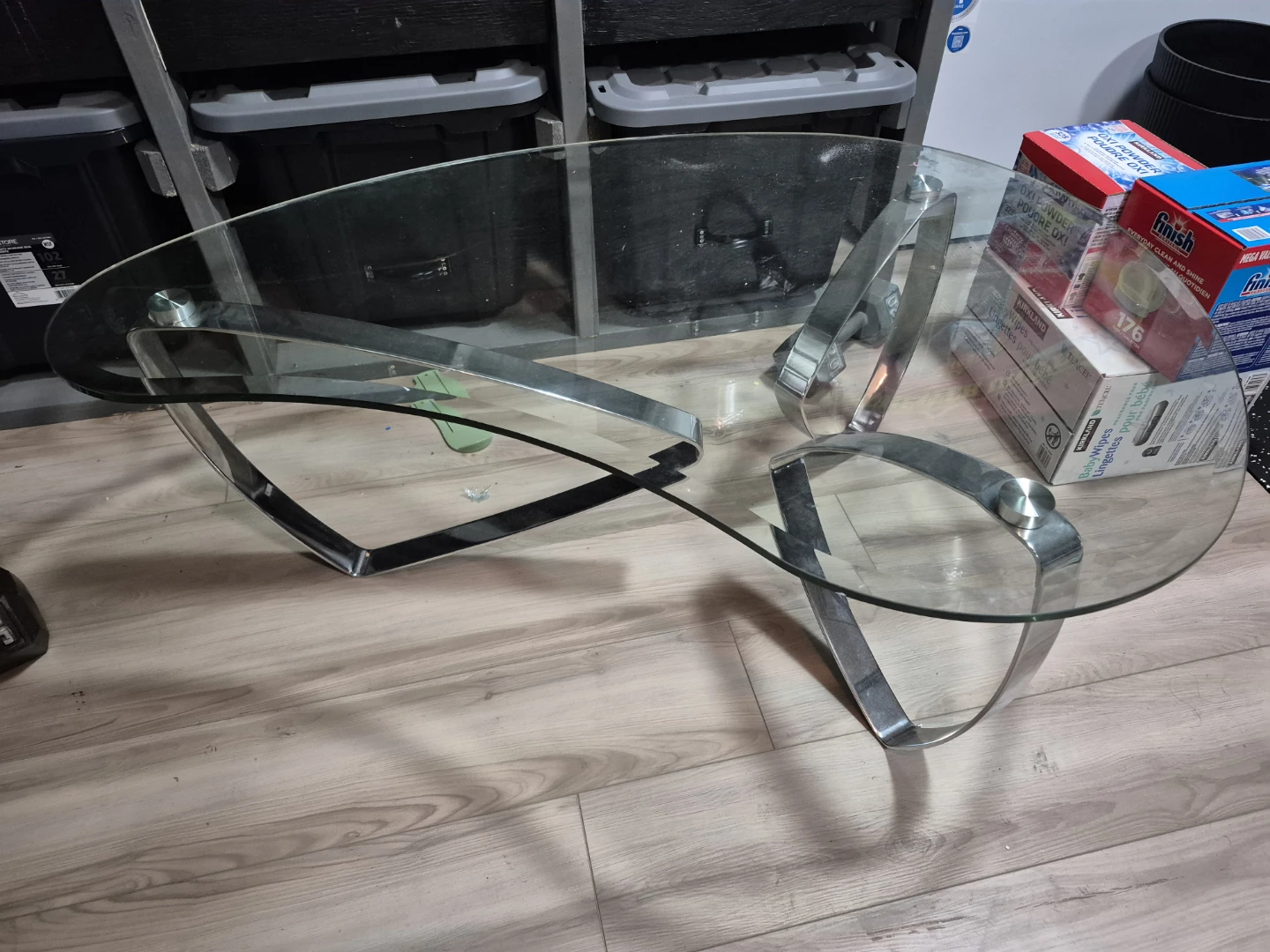 Modern Glass Coffee Table with Chrome Base - photo 2