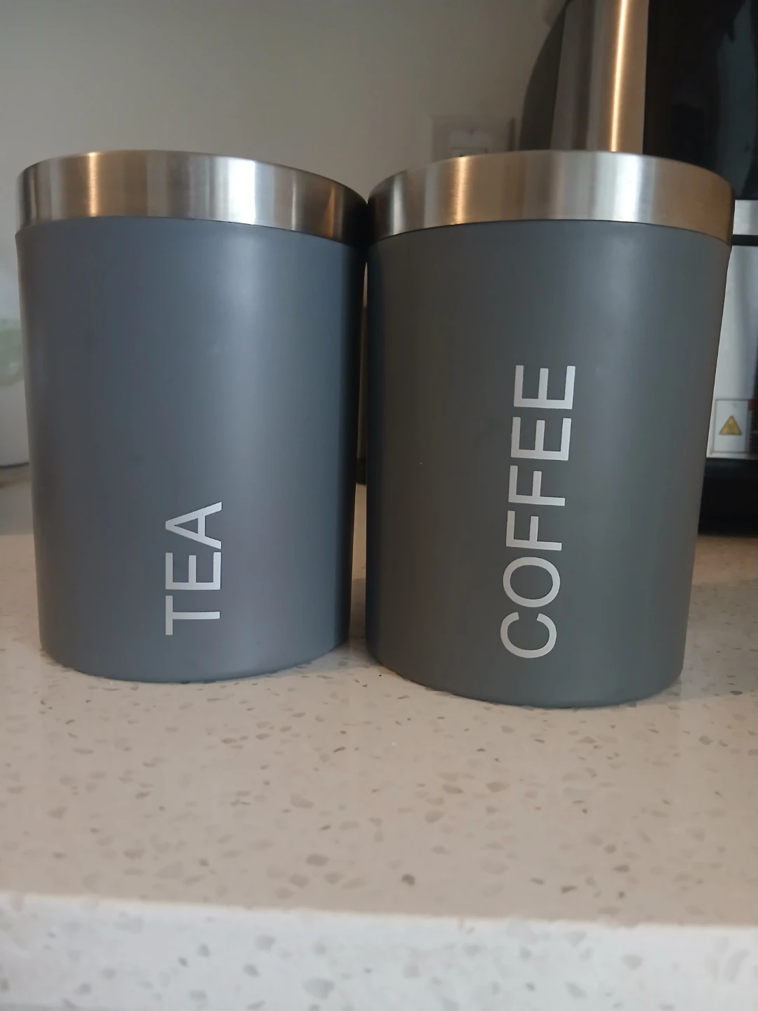 🏈Set of Two Grey Coffee and Tea Canisters