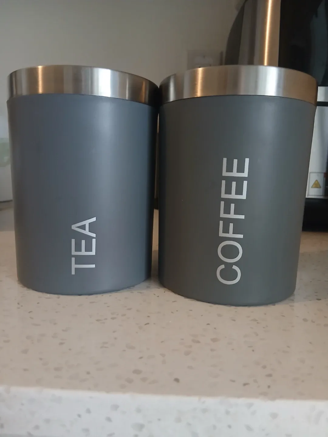 🏈Set of Two Grey Coffee and Tea Canisters