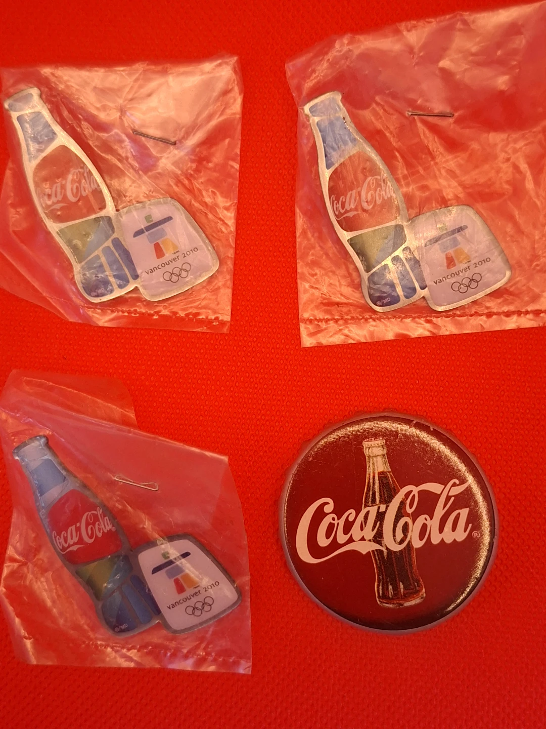Vancouver 2010 Olympics Coca-Cola Pins & Bottle Cap Display Lot